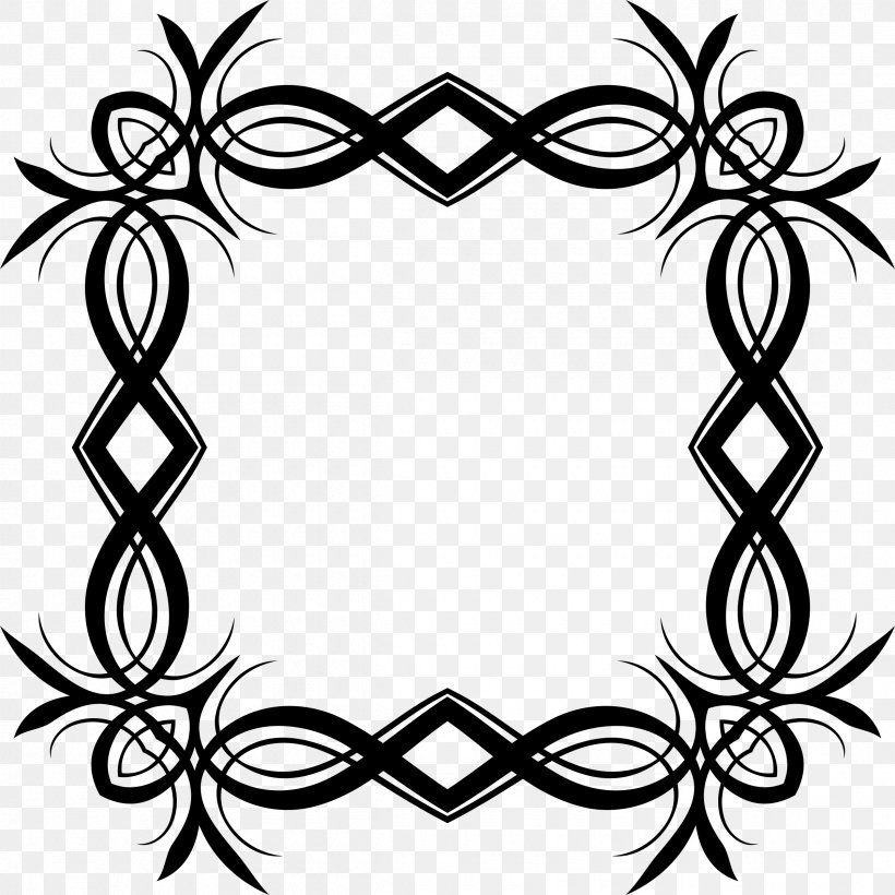 Picture Frames Decorative Arts Drawing Clip Art, PNG, 2400x2400px, Picture Frames, Black And White, Borders And Frames, Branch, Decorative Arts Download Free