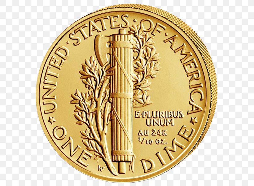 Gold Coin Gold Coin Mercury Dime, PNG, 600x600px, Coin, American Buffalo, Bronze Medal, Bullion Coin, Currency Download Free