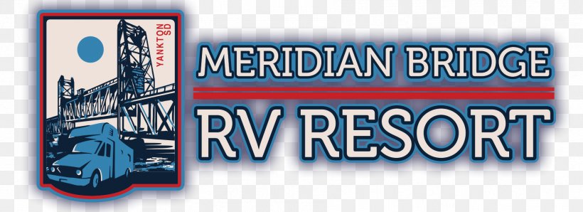Meridian Bridge RV Resort Yankton Campsite Caravan Park, PNG, 1807x658px, Yankton, Advertising, Banner, Blue, Brand Download Free