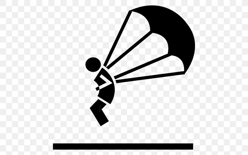 Parachute Parachuting Clip Art, PNG, 512x512px, Parachute, Black, Black And White, Megaphone, Monochrome Download Free