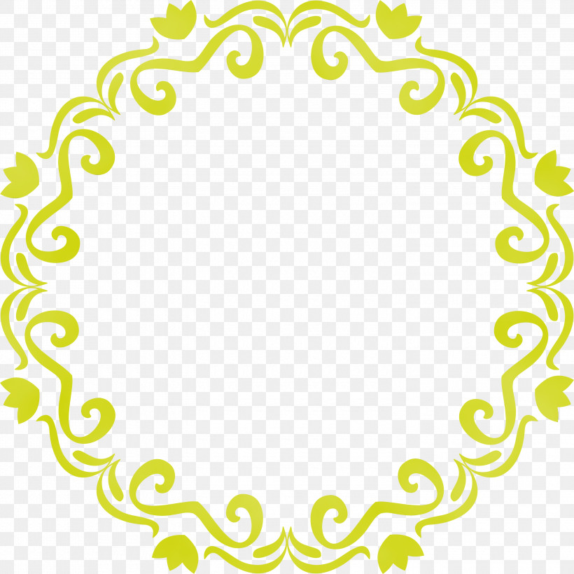 Yellow Circle, PNG, 3000x3000px, Floral Frame, Circle, Flower Frame, Monogram Frame, Paint Download Free