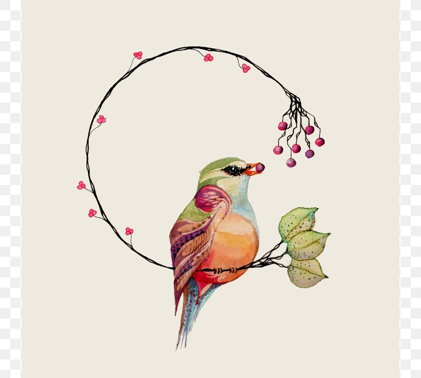 Bird Image Drawing Canvas Painting, PNG, 736x736px, Bird, Art, Beak, Berries, Branch Download Free