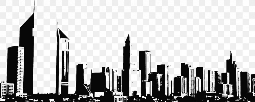 Building Skyline Skyscraper Architecture, PNG, 1695x681px, Building, Architecture, Black And White, Brand, City Download Free
