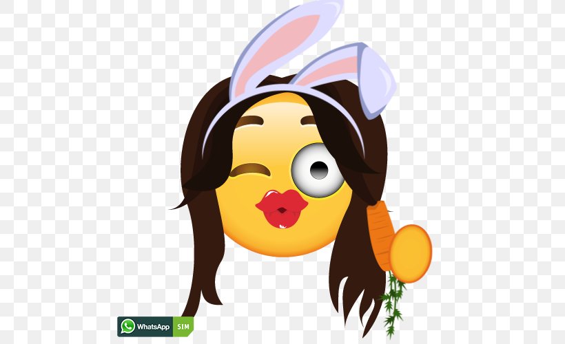 Rabbit Emoticon Smiley Emoji WhatsApp, PNG, 500x500px, Rabbit, Art, Cartoon, Cheek, Dental Braces Download Free