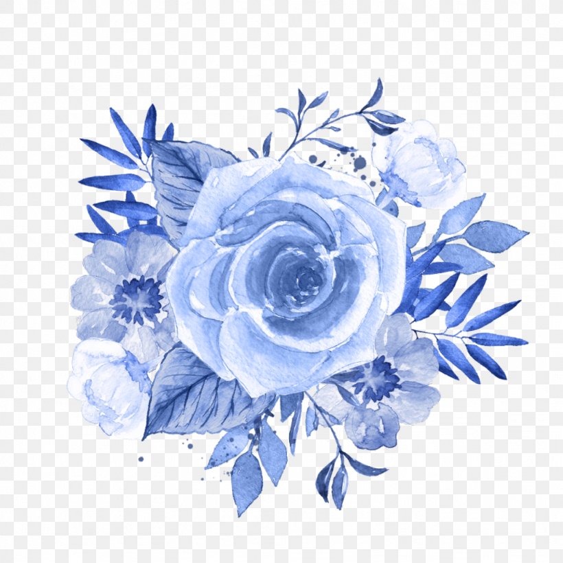 Watercolor Painting Blue Flower Floral Design, PNG, 1024x1024px, Watercolor Painting, Art, Blue, Blue Flower, Blue Rose Download Free