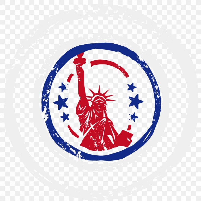 Statue Of Liberty Euclidean Vector Illustration, PNG, 1000x1000px, Statue Of Liberty, Art, Emblem, Logo, Red Download Free