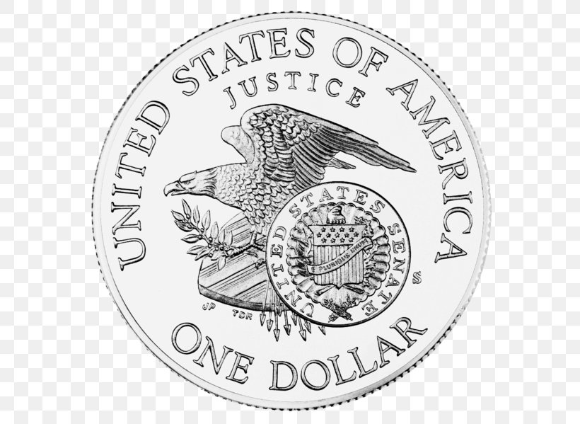 Dollar Coin United States One-dollar Bill United States Dollar Silver, PNG, 600x599px, Coin, Badge, Black And White, Commemorative Coin, Currency Download Free