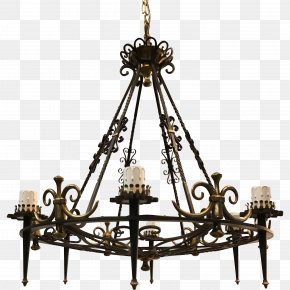Wrought Iron - Chandelier Ceiling Light Fixture PNG
