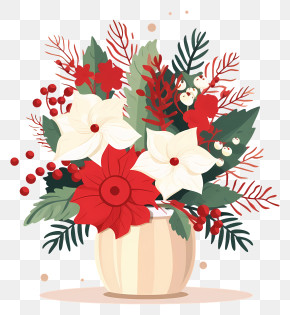 Holiday Decorations - Festive Christmas Floral Arrangement PNG