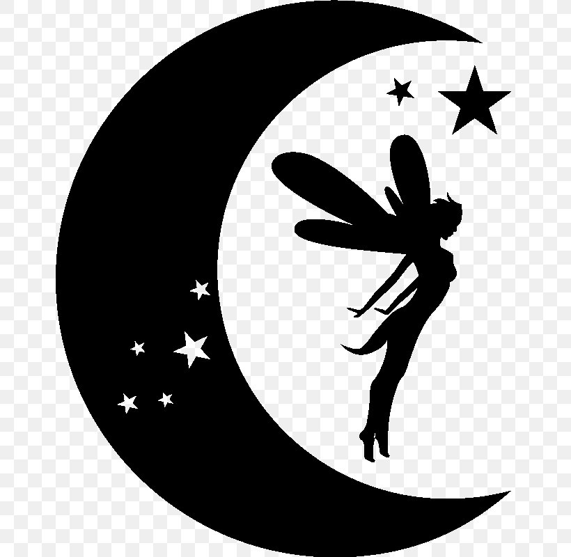 Wall Decal Sticker Fairy Nursery Bedroom, PNG, 800x800px, Wall Decal, Bedroom, Black And White, Child, Crescent Download Free