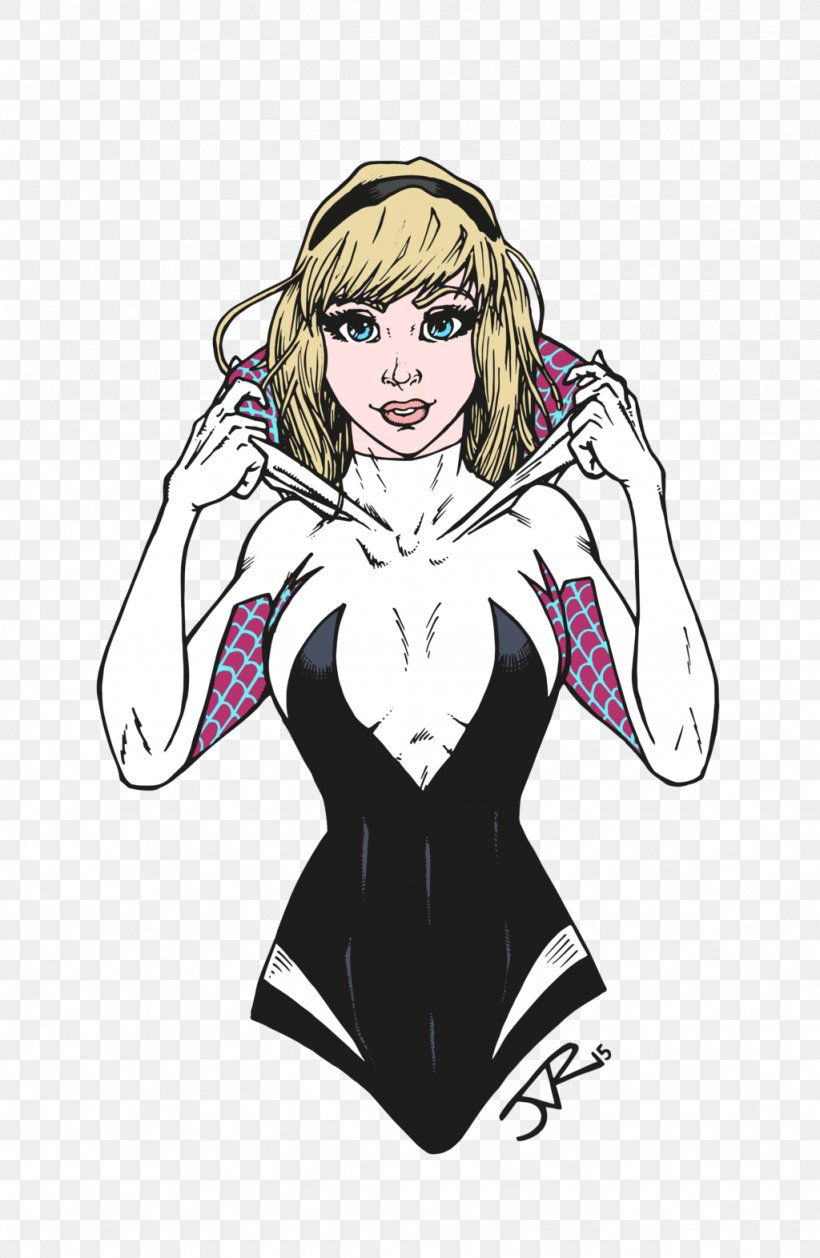 Spider-Woman (Gwen Stacy) The Spectacular Spider-Man Spider-Gwen, PNG, 1024x1572px, Watercolor, Cartoon, Flower, Frame, Heart Download Free
