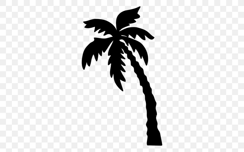 Silhouette Arecaceae Tree Drawing, PNG, 512x512px, Silhouette, Arecaceae, Arecales, Black And White, Branch Download Free