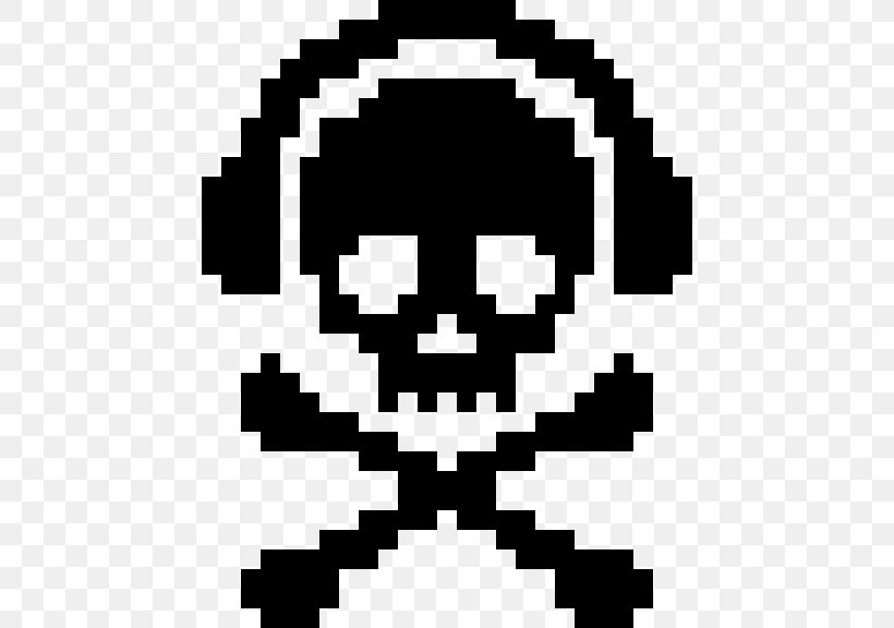 Skull And Crossbones 8-bit, PNG, 450x576px, Skull, Bit, Black, Black And White, Bone Download Free