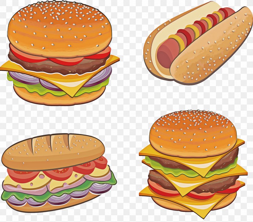 Junk Food Cartoon, PNG, 2165x1907px, Cheeseburger, American Cheese, American Food, Bacon, Baconator Download Free