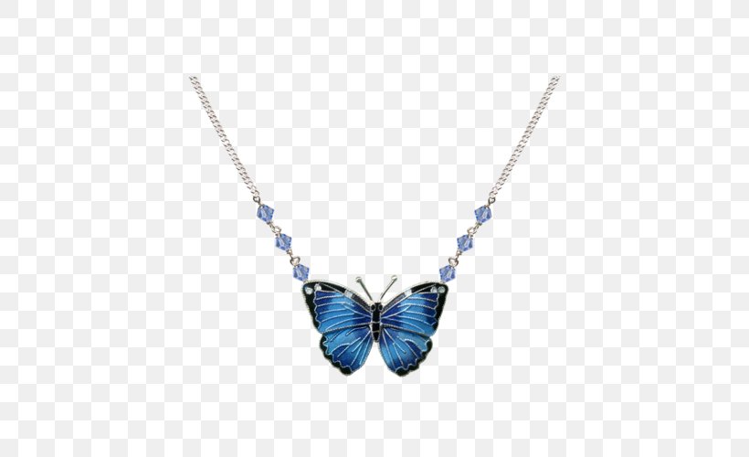 Butterfly Necklace Jewellery Earring Chain, PNG, 500x500px, Butterfly, Blue, Butterflies And Moths, Chain, Charms Pendants Download Free