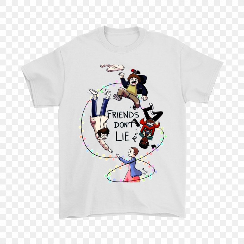 Eleven 'Friends Don't Lie' T-shirt Art Apple IPhone 8 Plus, PNG, 1000x1000px, Watercolor, Cartoon, Flower, Frame, Heart Download Free