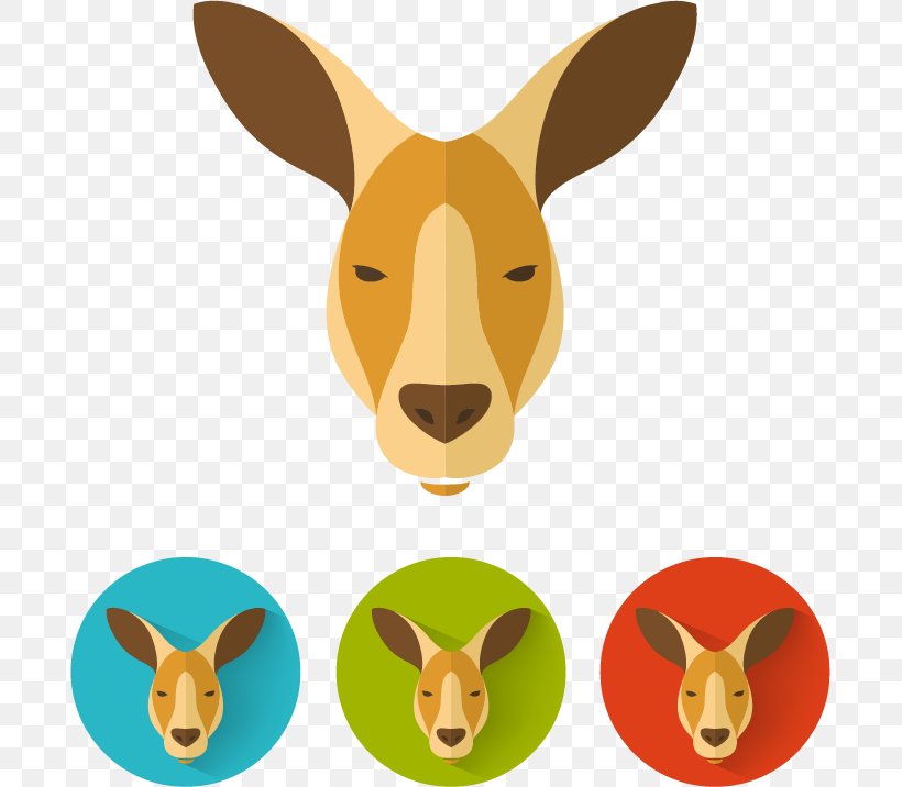 Flat Design Kangaroo Illustration, PNG, 691x716px, Flat Design, Animal, Art, Domestic Rabbit, Drawing Download Free