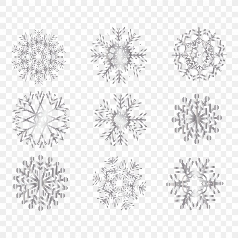 Snowflake, PNG, 2000x2000px, Snowflake, Area, Black And White, Button, Designer Download Free
