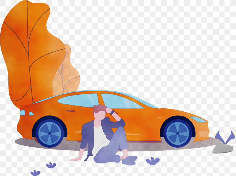 Orange, PNG, 3000x2234px, Watercolor, Animation, Car, Compact Car, Concept Car Download Free