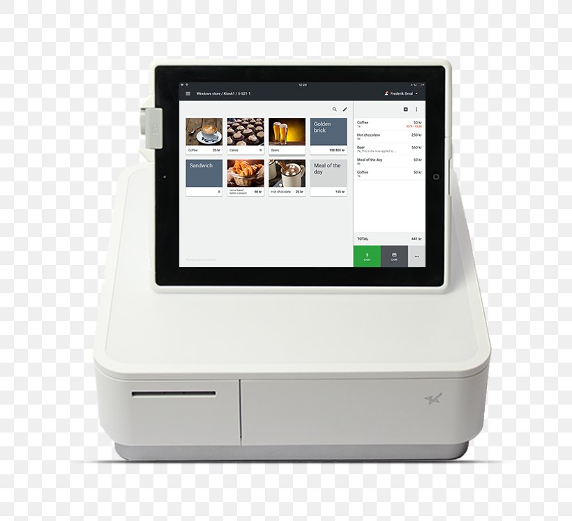 Point Of Sale Computer Hardware Computer Software Cash Register Payment Terminal, PNG, 705x747px, Point Of Sale, Cash Register, Computer Hardware, Computer Software, Danish Krone Download Free