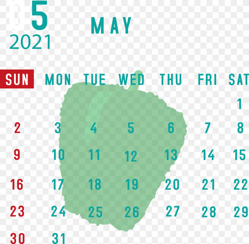 May 2021 Printable Calendar May 2021 Calendar, PNG, 3000x2939px, May 2021 Printable Calendar, Aqua M, Diagram, Green, Line Download Free