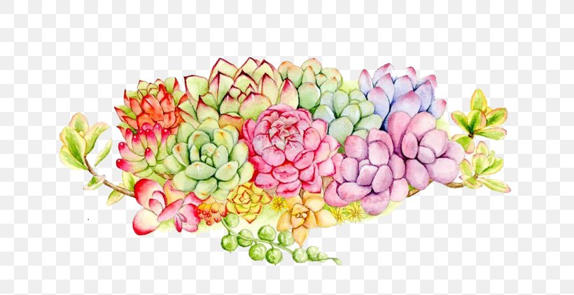 Succulent Plant Floral Design Watercolor Painting, PNG, 700x422px, Succulent Plant, Color, Cut Flowers, Diet Food, Floral Design Download Free