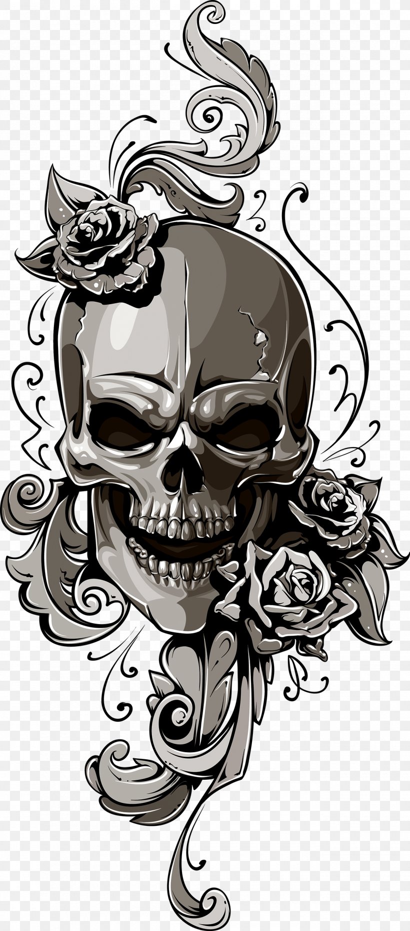 Old School (tattoo) Human Skull Symbolism, PNG, 1300x2949px, Tattoo, Art, Black And White, Bone, Drawing Download Free