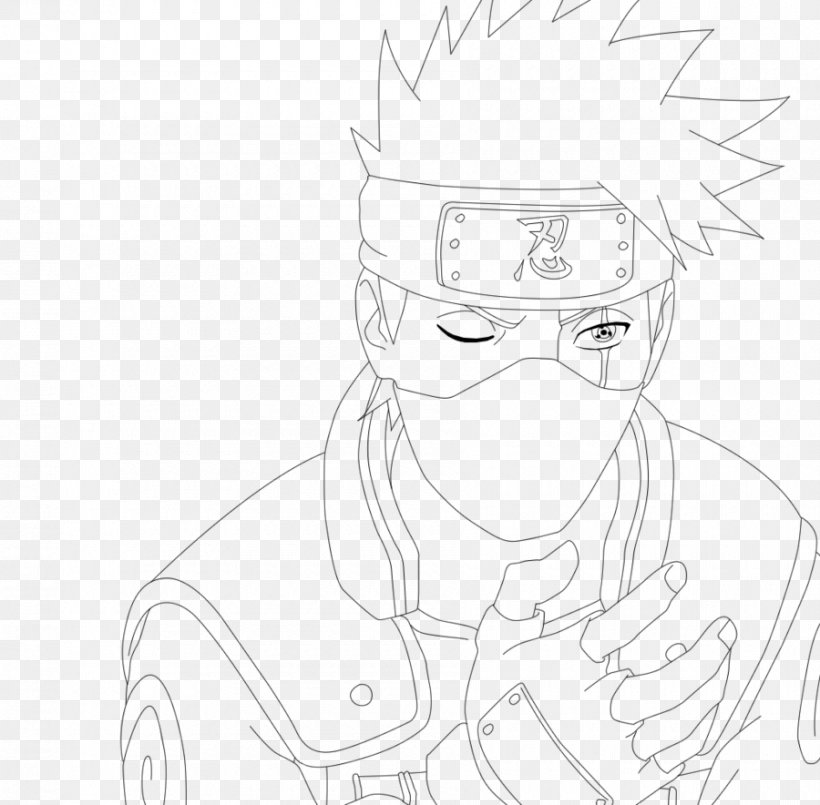 Kakashi Hatake Black And White Drawing Coloring Book Sketch, PNG, 900x884px, Watercolor, Cartoon, Flower, Frame, Heart Download Free