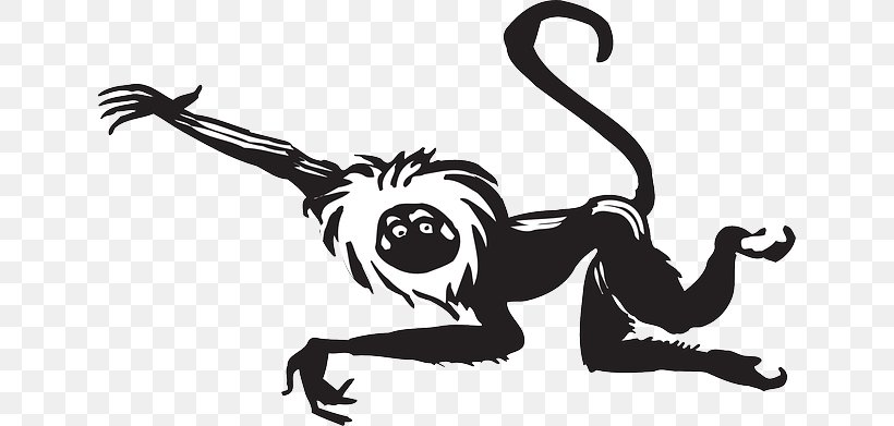 Monkey Black And White Clip Art, PNG, 640x391px, Monkey, Animation, Art, Artwork, Black And White Download Free