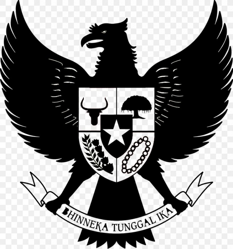 National Emblem Of Indonesia Garuda Indonesia Pancasila, PNG, 865x924px, Indonesia, Bird, Bird Of Prey, Black And White, Crest Download Free