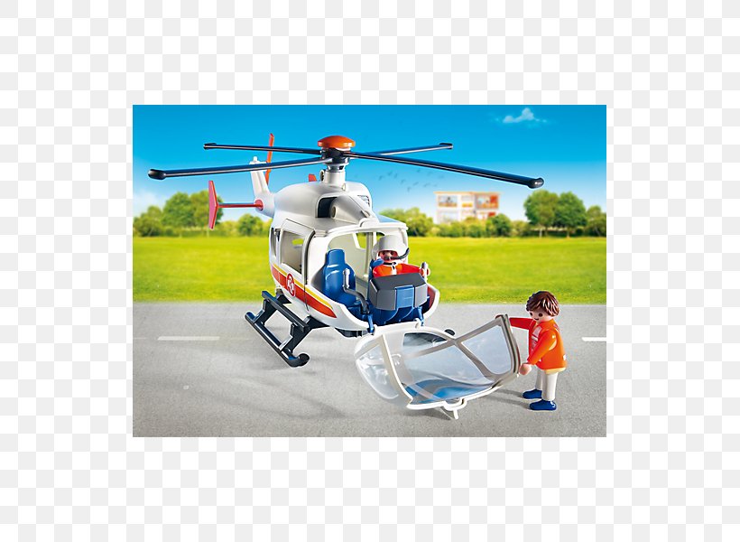 Playmobil 9078 Shopping Plaza Emergency Medical Helicopter Toy, PNG, 600x600px, Playmobil, Aircraft, Helicopter, Helicopter Rotor, King Jouet Download Free