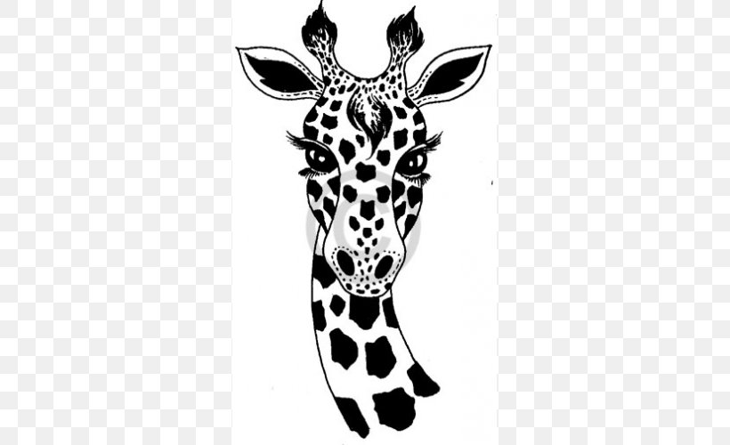 Giraffe Drawing Black And White Art, PNG, 500x500px, Giraffe, Art, Black And White, Drawing, Giraffidae Download Free