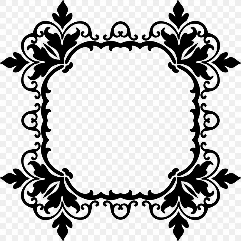 Picture Frames Damask Ornament Clip Art, PNG, 2332x2332px, Picture Frames, Black, Black And White, Craft, Damask Download Free
