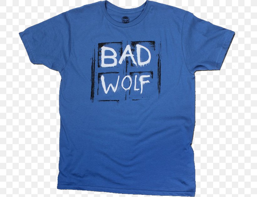 T-shirt Bad Wolf Logo Window Wall Decal, PNG, 700x629px, Tshirt, Active Shirt, Bad Wolf, Blue, Brand Download Free