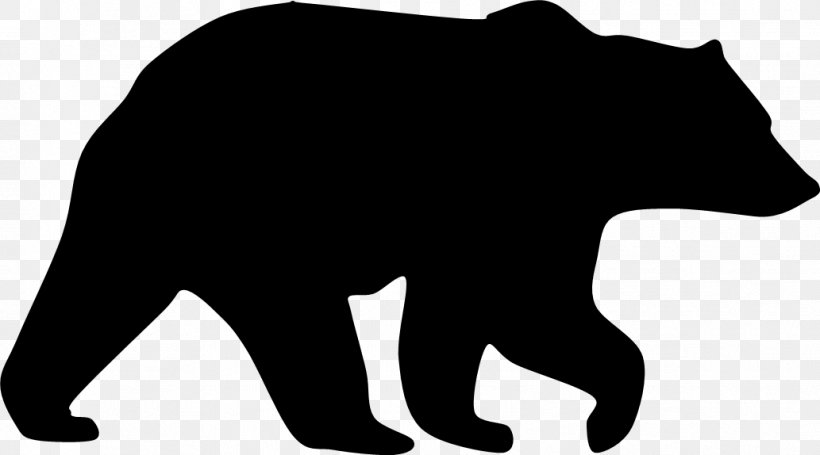 American Black Bear Grizzly Bear Silhouette Clip Art, PNG, 1033x574px, Bear, American Black Bear, Black, Black And White, Brown Bear Download Free