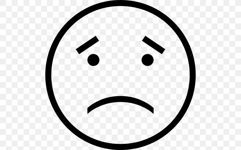Emoticon Smiley Frown Sadness Clip Art, PNG, 512x512px, Emoticon, Area, Black And White, Crying, Drawing Download Free