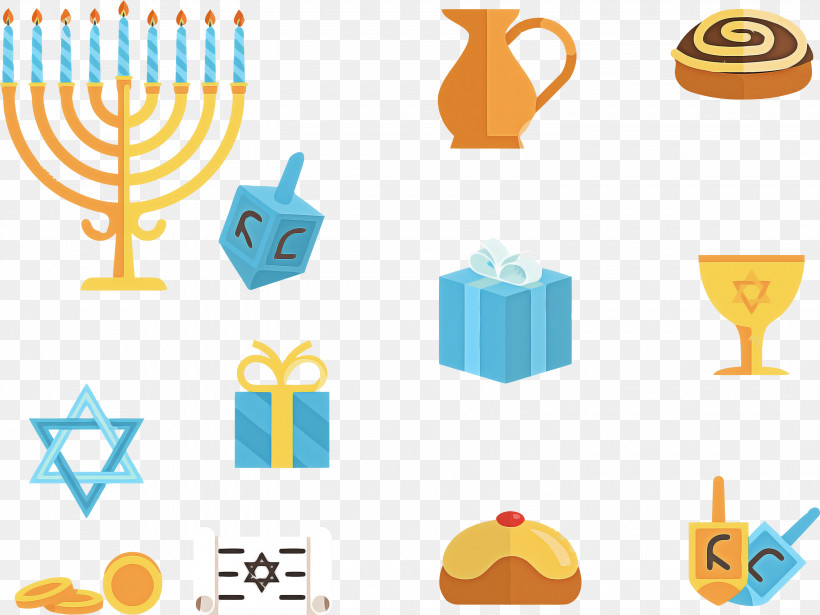 Happy Hanukkah Hanukkah, PNG, 3000x2250px, Happy Hanukkah, Birthday Candle, Hanukkah, Line, Yellow Download Free