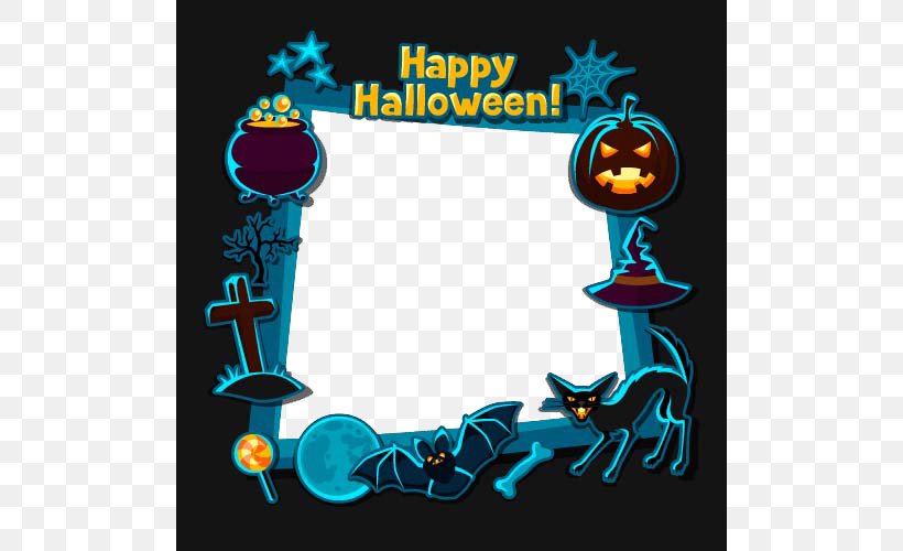 Halloween Flat Design Illustration, PNG, 500x500px, Teal, Aqua, Blue, Illustration, Logo Download Free