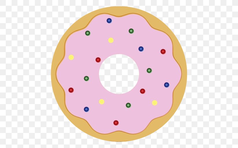 Doughnut Ciambella Pink Baked Goods Glaze, PNG, 512x512px, Watercolor, Baked Goods, Ciambella, Doughnut, Food Download Free