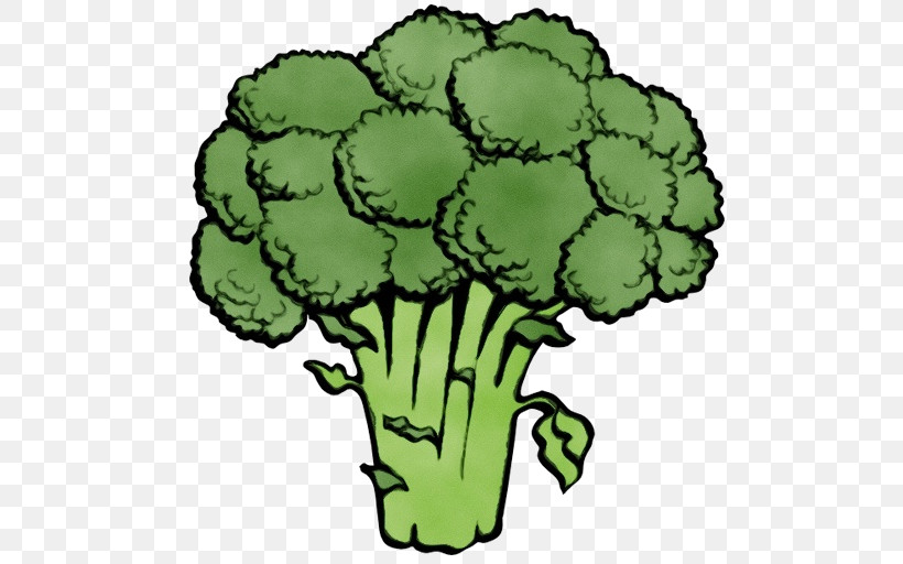 Broccoli Leaf Vegetable Plant Vegetable, PNG, 512x512px, Watercolor, Broccoli, Leaf Vegetable, Paint, Plant Download Free