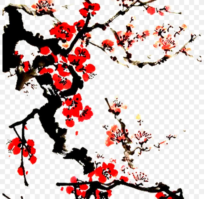 Ink Wash Painting Plum Blossom, PNG, 800x800px, Ink Wash Painting, Art, Artwork, Birdandflower Painting, Blossom Download Free