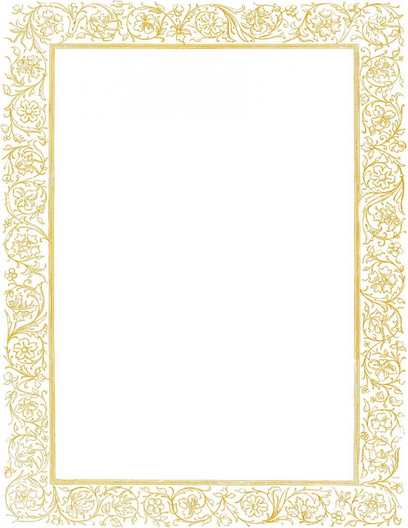 Gold Picture Frame Clip Art, PNG, 850x1100px, Gold, Area, Border, Color, Decor Download Free