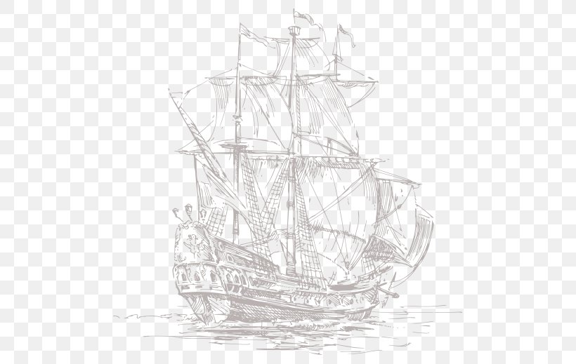 Brigantine Galleon Barque Ship, PNG, 527x519px, Brigantine, Artwork, Baltimore Clipper, Barque, Black And White Download Free