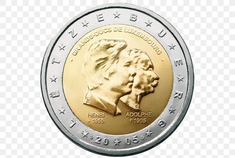 Luxembourgish Euro Coins 2 Euro Commemorative Coins 2 Euro Coin, PNG, 550x550px, 1 Euro Coin, 2 Euro Coin, 2 Euro Commemorative Coins, Luxembourg, Adolphe Grand Duke Of Luxembourg Download Free