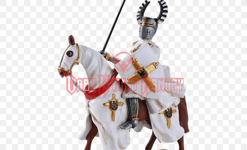 Knight Horse Crusades Middle Ages Cavalry, PNG, 500x500px, Knight, Bridle, Cavalry, Crusades, Figurine Download Free
