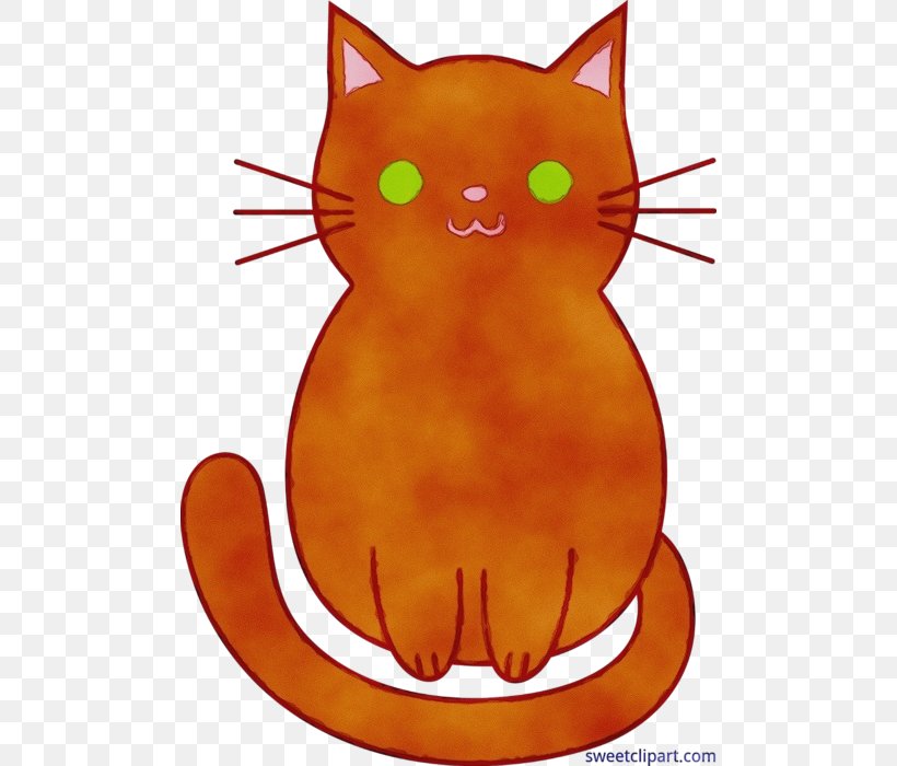 Orange, PNG, 490x700px, Watercolor, Cat, Orange, Paint, Small To Mediumsized Cats Download Free