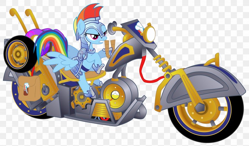 Rainbow Dash Motorcycle World Of Warcraft Pony Chopper, PNG, 6783x4000px, Rainbow Dash, Art, Automotive Design, Cartoon, Chopper Download Free