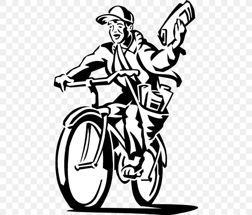 Paperboy Newspaper Vector Graphics Illustration, PNG, 470x700px, Paperboy, Art, Bicycle, Bicycle Wheel, Blackandwhite Download Free