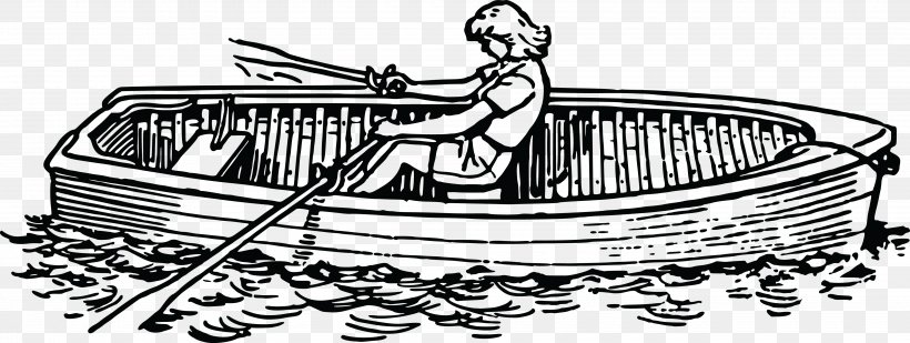 Rowlock Rowing Oar Boat Clip Art, PNG, 4000x1509px, Rowlock, Auto Part, Black And White, Boat, Canoe Download Free