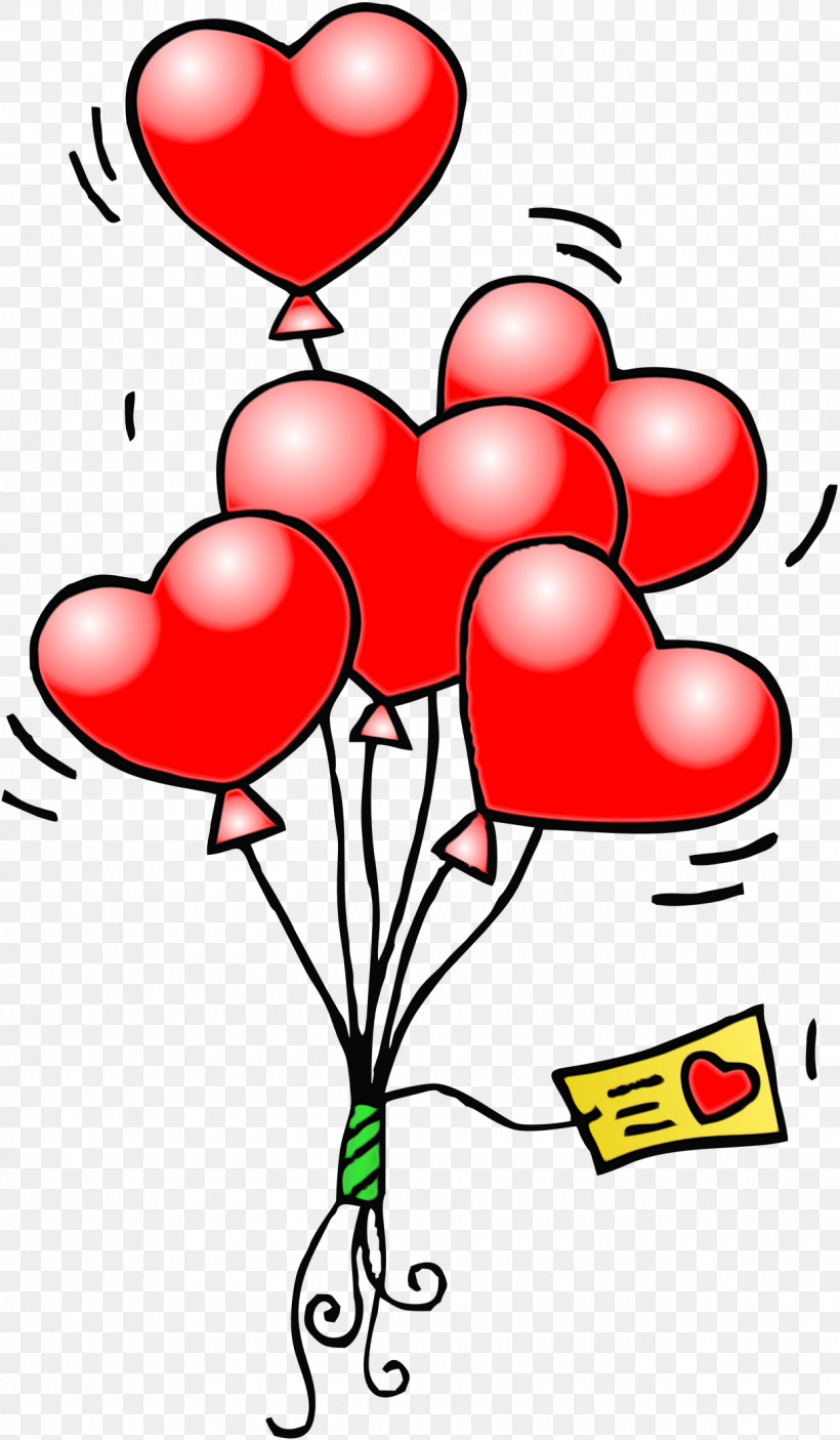 Balloon Red Heart Love Happy, PNG, 1240x2126px, Watercolor, Balloon, Happy, Heart, Love Download Free